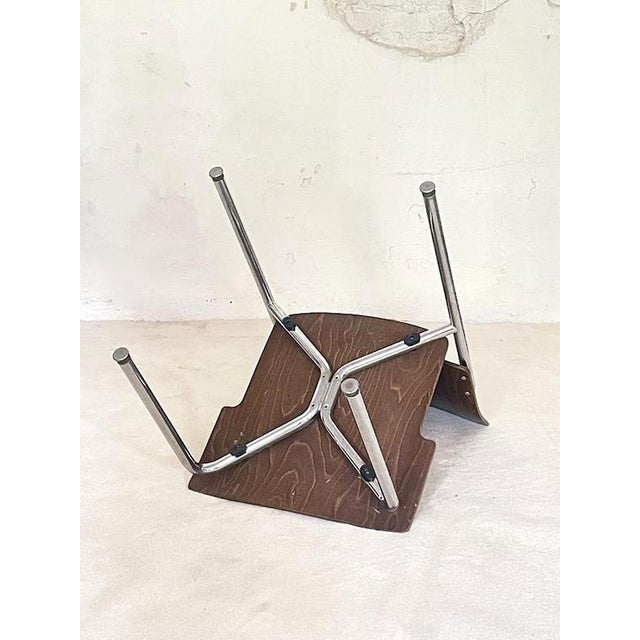 1970s Vintage Plywood and Chrome Stacking Chairs from Kusch + Co., Germany, 1970s, Set of 4 For Sale - Image 5 of 11