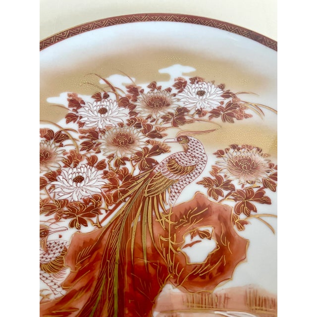 Pair of Framed Antique Kutani Japanese Peacock Plates For Sale - Image 10 of 13