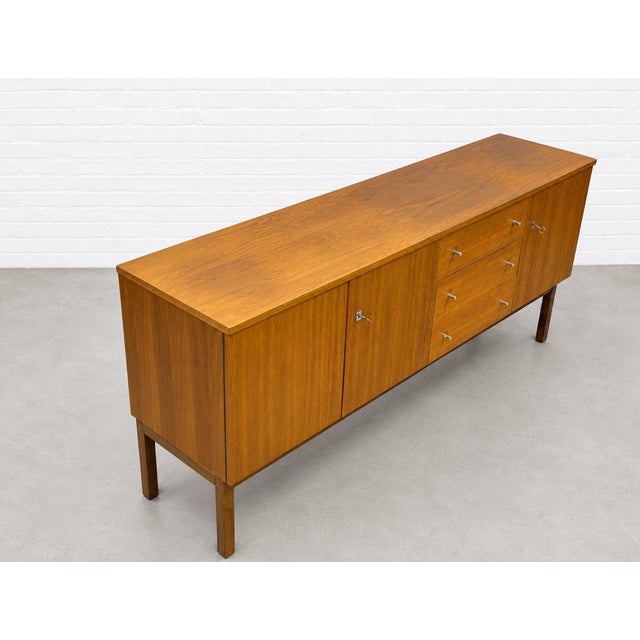 Long Mid Century Modern Teak Credenza | Scandinavian Danish Modern Sideboard, C. 1960's For Sale - Image 16 of 16