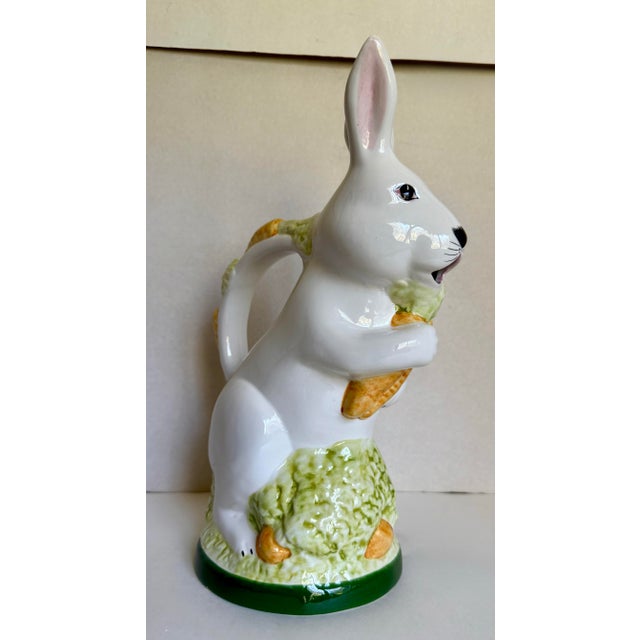 White Italian Ceramic Bunny Rabbit With Carrots Figurative Pitcher For Sale - Image 8 of 12
