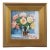 Bouquet of Pastel Roses Floral Vase Painting Including the Antiqued Gold Wood Frame For Sale
