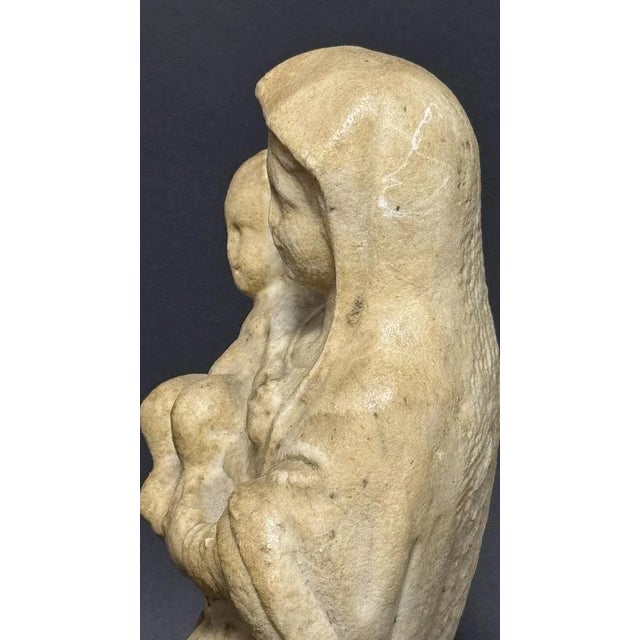 Cream Italian Emilian Artist, Sculpture Depicting the Madonna and Child, 16th Century, Marble For Sale - Image 8 of 13