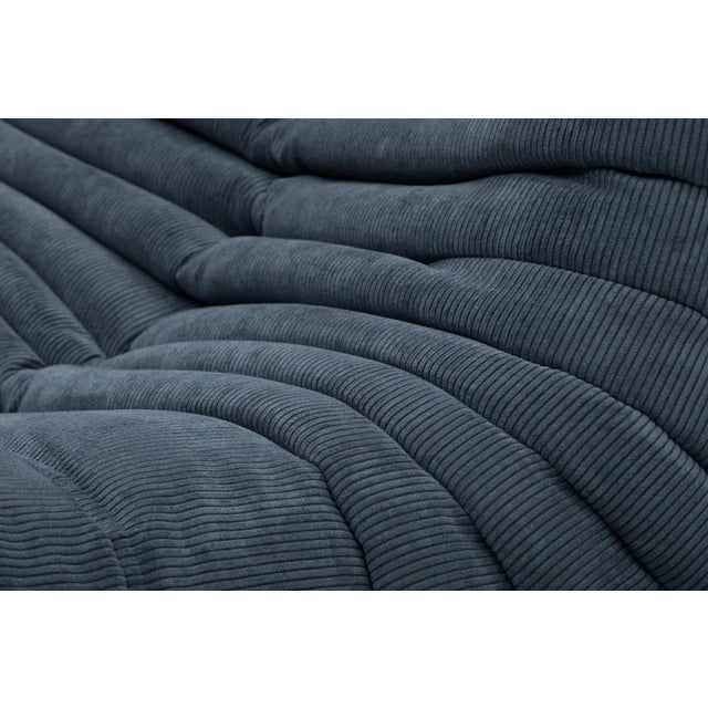 Authentic Restored Togo Fireside Chair and Ottoman in Graphite Grey Corduroy - Vintage Ligne Roset For Sale - Image 17 of 17