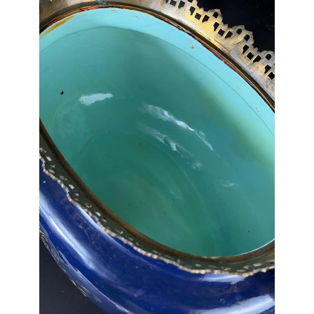 Large Bronze-Mounted Jardiniere with Glass Portrait Medallion by Édouard Gilles For Sale - Image 14 of 17