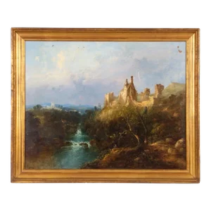 Antique Hawthornden Castle Oil Painting