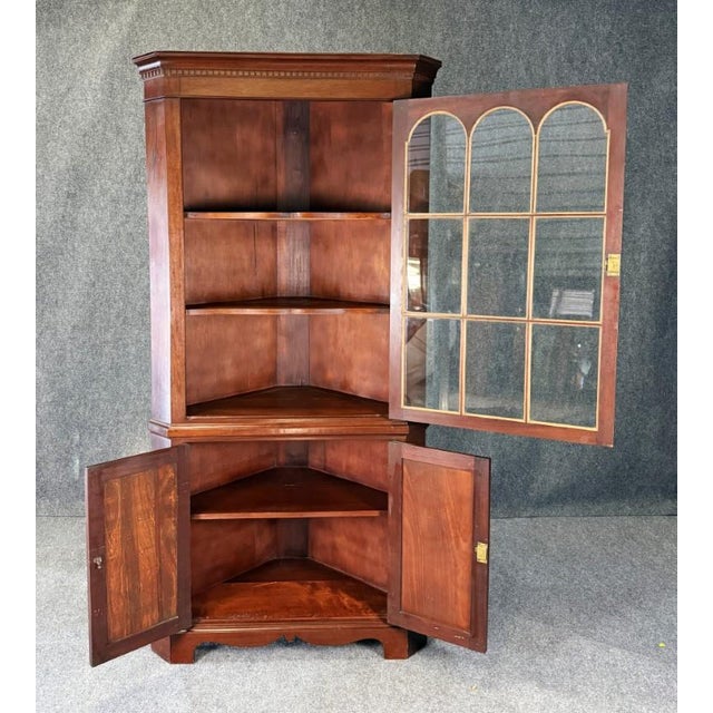 Mid 20th Century Vintage Solid Wood Corner Cabinet For Sale - Image 5 of 9