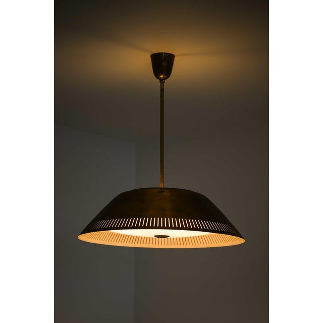 Metal Model 61 Pendant Lamp in Brass, Glass and Plastic by Lisa Johansson-Pape, 1950s For Sale - Image 7 of 13