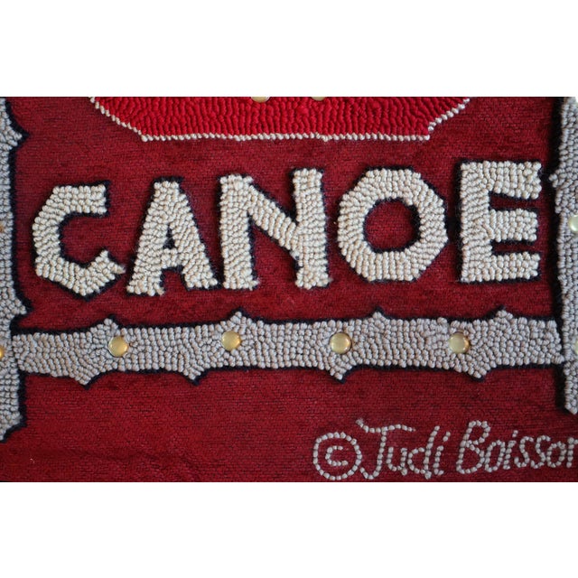 Vintage Judi Boisson 2003 “Camp Canoe” Hand-Hooked Pillow Cover—Unused For Sale - Image 4 of 18