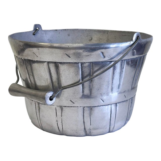Vintage Centrumetal Barrel Basket Motif Ice Bucket For Sale