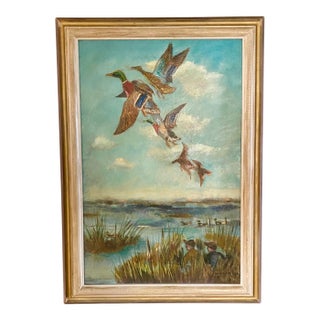 Vintage Mildred Niesse Oil on Canvas Birds For Sale