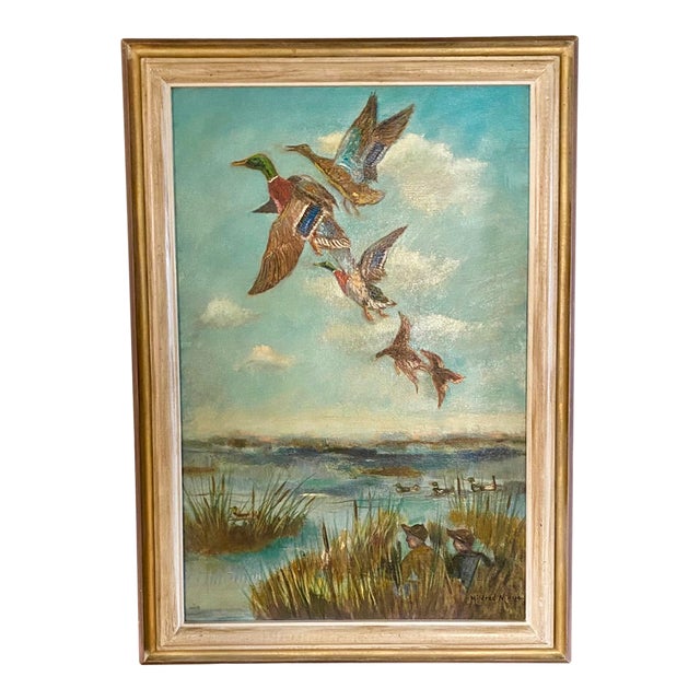Vintage Mildred Niesse Oil on Canvas Birds For Sale