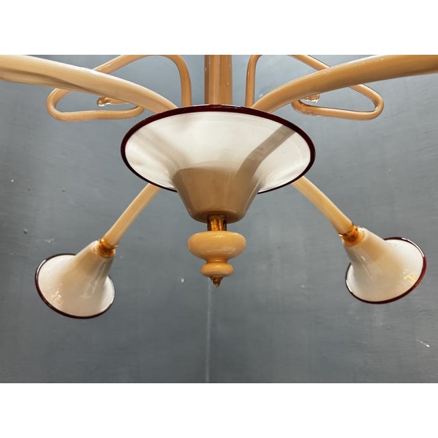 Art Deco Pink Murano Glass Chandelier, 1950s For Sale - Image 11 of 14