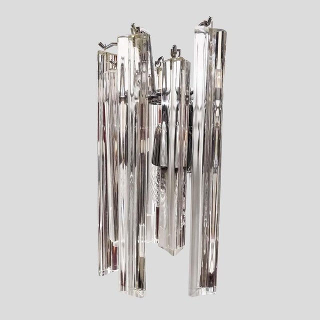 Triedri Wall Lights in Clear Murano Glass, Set of 2 For Sale - Image 8 of 9