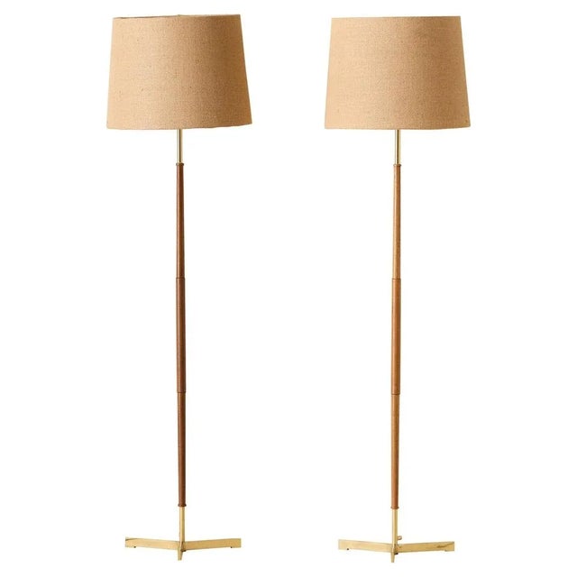 Brown Swedish Modern Floor Lamps, 1950s, Set of 2 For Sale - Image 8 of 8