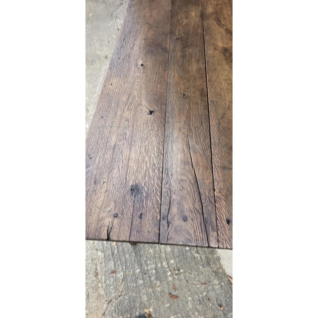 Wood French Plank Kitchen Refectoy Farmhouse Dining Table, 1850 For Sale - Image 7 of 17