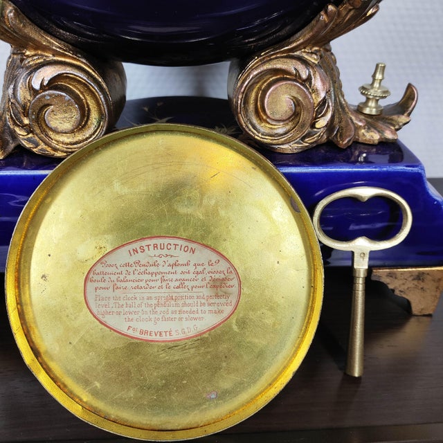 Stunning 19th-C. French Eugène Farcot Porcelain Clock Bleu De Roi For Sale - Image 15 of 15