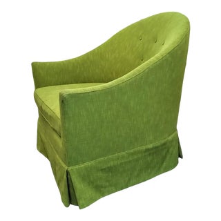 Upholstered Vintage Barrel-Back Chair For Sale