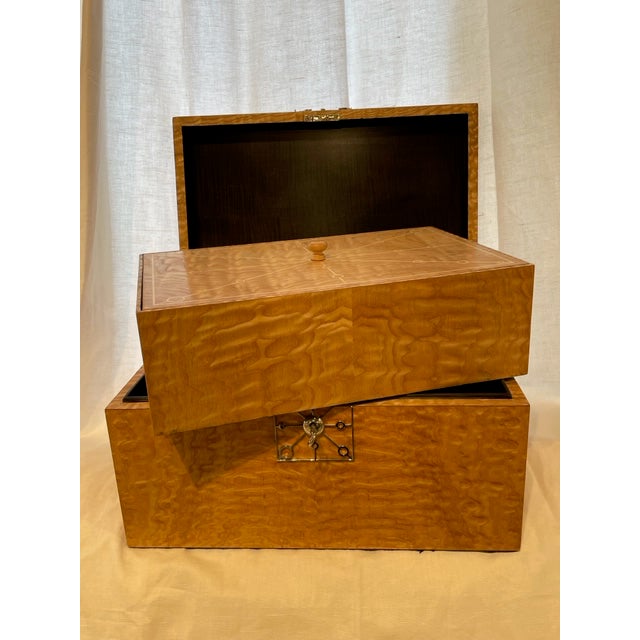 Wood Burl Wood Jewlery Box For Sale - Image 7 of 13