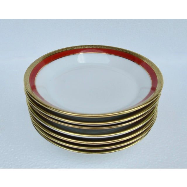 Vintage; Italian, Mid-Century, Richard Ginori, porcelain with burnt orange and gold trimmed appetizer/or preserve dishes....