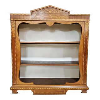 19th C English Edwardian Style Inlaid Wall Hanging Bookcase Display Shelf For Sale