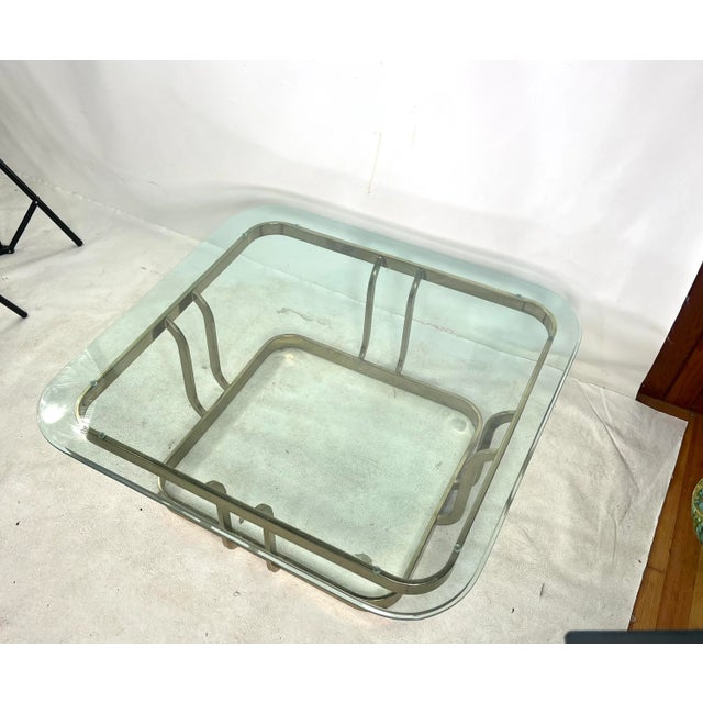 Mid-Century Modern 1980s Metal and Glass Coffee Table For Sale - Image 3 of 7