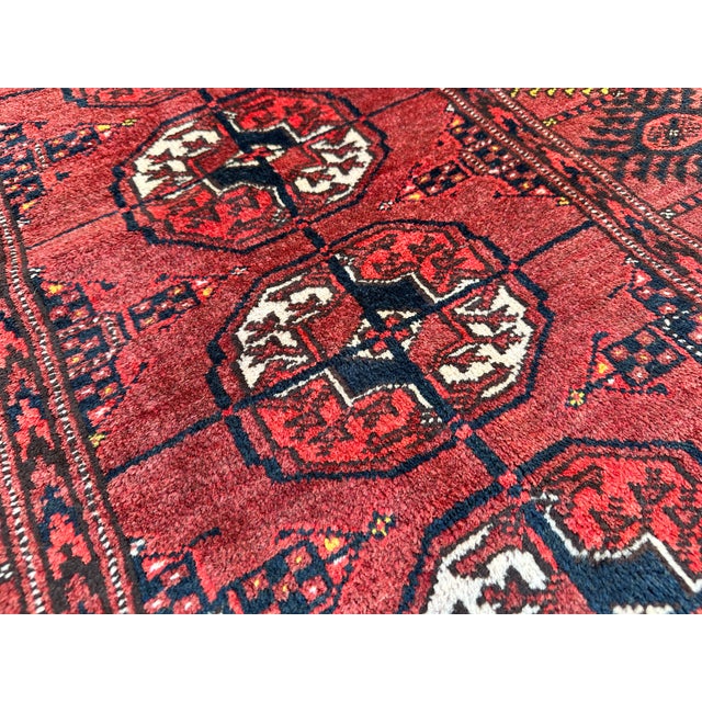 Antique Red Bukhara Hand-Knotted Wool Runner - 6'3" X 3'9" For Sale - Image 12 of 15