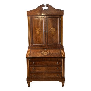Large Antique French Inlaid Secretary For Sale