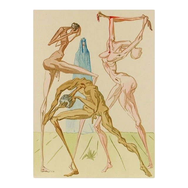 Salvador Dali Woodcut Hell 26 Inhabitants of Prato For Sale