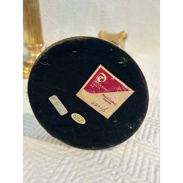 Vintage Solid Brass Neoclassical Column Style Candlestick Holders - A Pair For Sale - Image 9 of 9