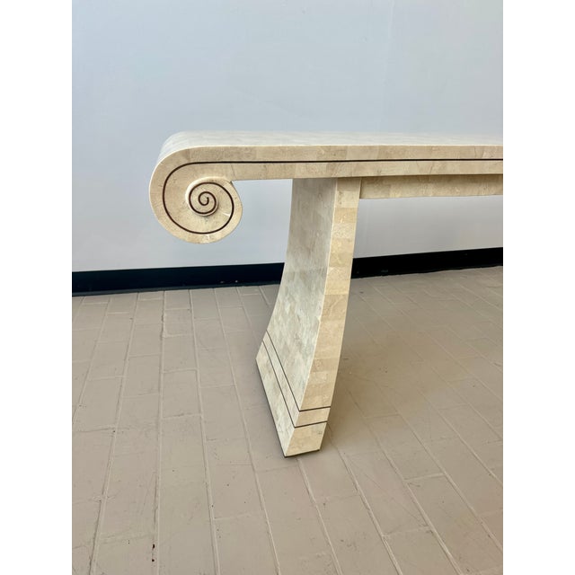 Late 20th Century Maitland Smith Tessellated Stone & Brass Inlay Console Table For Sale - Image 9 of 17