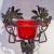Liberty wrought iron structure, red blown murano glass cut. This piece has an attribution mark, I am sure that it is...