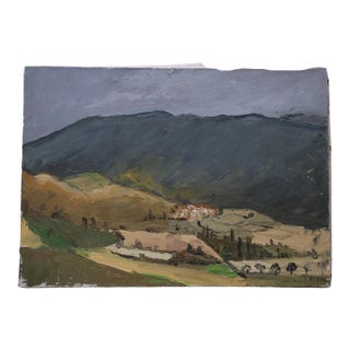 1966 French Dark Mountain Painting For Sale