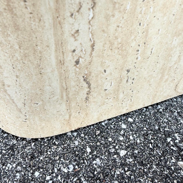 Tan Postmodern Faux Travertine Laminate Credenza With Gold Accent For Sale - Image 8 of 8