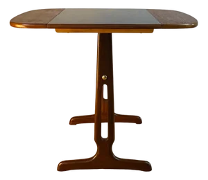 Mid-Century Scandinavian Drop-Leaf Side Table in Teak and Brass, 1950s