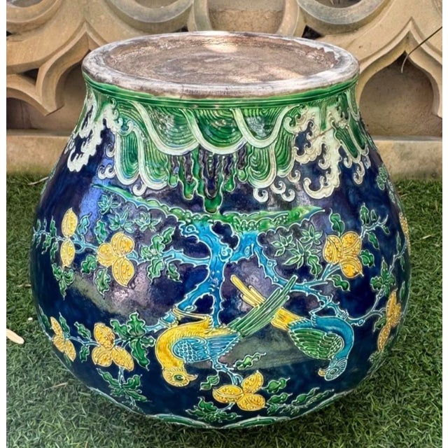 Rare Ming Dynasty Fahua Ware Globular Jar /Vase Vibrant Bird & Flower Motif For Sale - Image 17 of 18