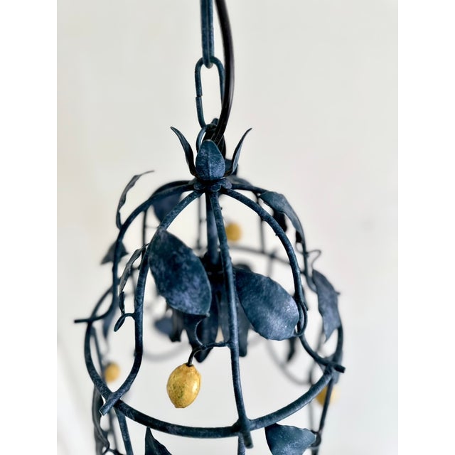 French Tole Cage Chandelier with Lemons from J.P. Ryckaert, 1980s For Sale - Image 14 of 18