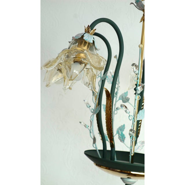 Italian Brass and Glass Lead Crystal Chandelier from Artigian Fabbrica Lambadari, 1960s For Sale - Image 11 of 16