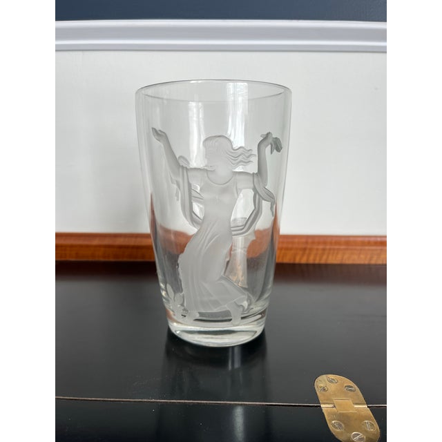 1940 Verlys Raised Seasons Art Deco Frosted Glass Vase Signed Carl Schmitz Verly For Sale - Image 10 of 11