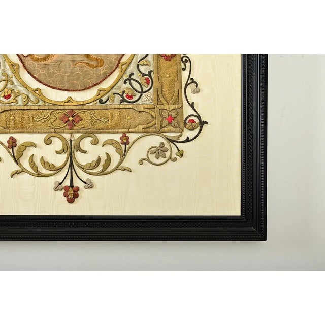 French 19th Century Raised Gold Embroidery of Madonna & Child For Sale - Image 4 of 12