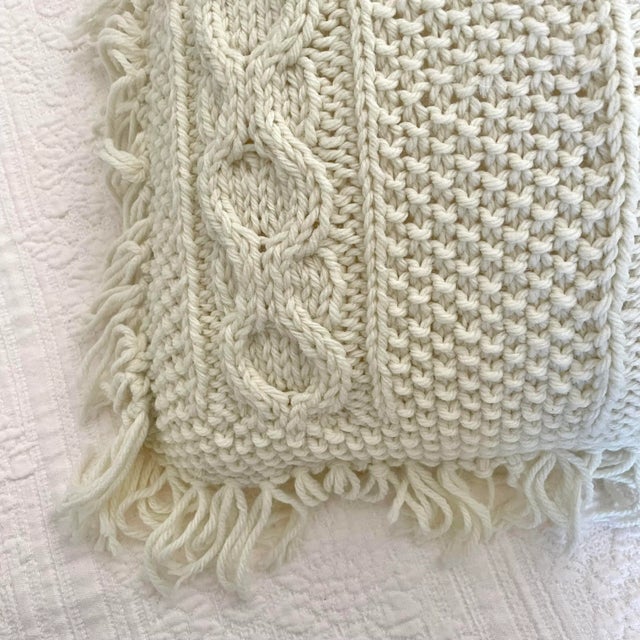 Late 20th Century Cozy Handmade Cable Knit Throw Pillow For Sale - Image 6 of 8