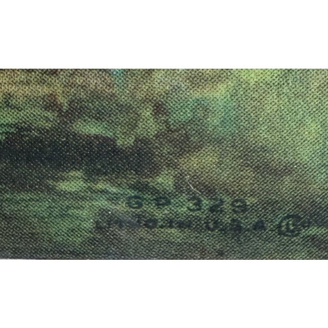 Vintage 1950s Cottage Garden Landscape Print in Chippy Gold Wood Frame For Sale - Image 4 of 7
