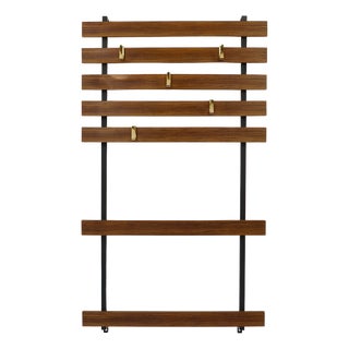 Vintage Wall Coat Rack in Walnut by Carl Aubock, 1950s For Sale