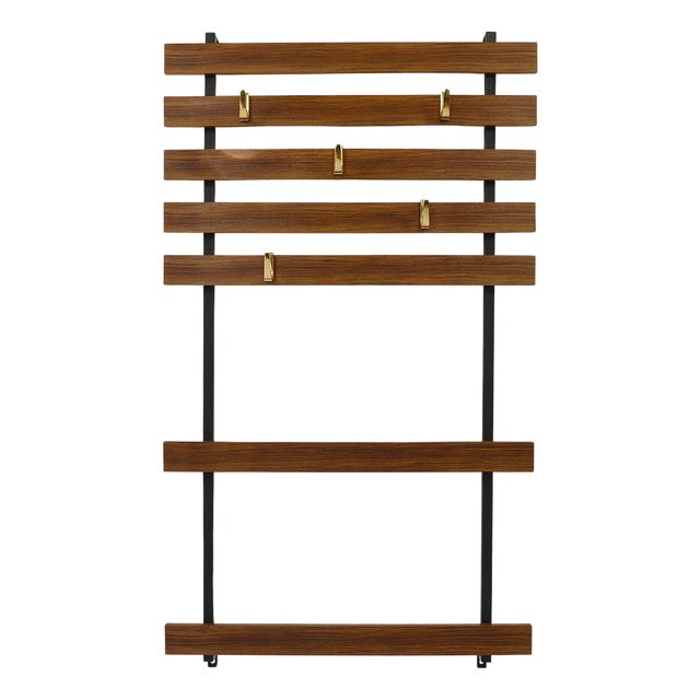 Vintage Wall Coat Rack in Walnut by Carl Aubock, 1950s For Sale