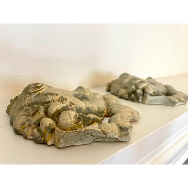 Sculpture Materials Antique Rococo Revival Plaster Cherub Relief, a Pair For Sale - Image 7 of 12