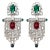 Ben Amun Silver Plated Drop Clip Earrings with Crystals and Red, Blue and Green Stones - 2 Pieces For Sale