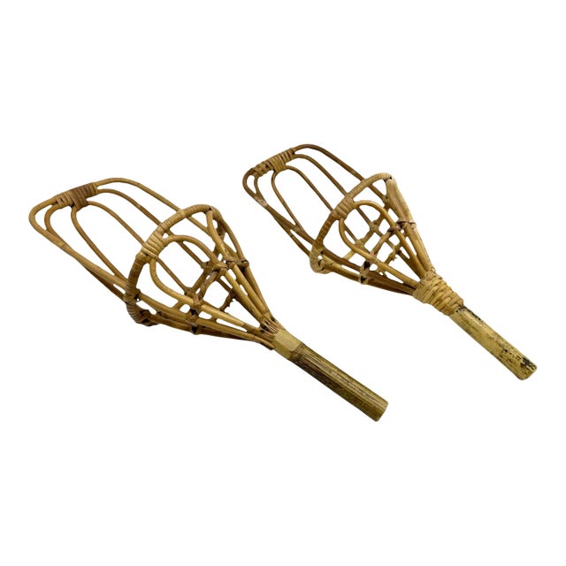 1960s Vintage Bamboo Jai Alai Ball Catchers Gaming- a Pair For Sale