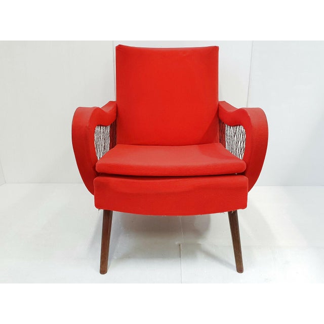 Vintage Rockabilly Chair in Beech and Red Jersey Wool by Marco Zanuso, 1950s For Sale - Image 12 of 13