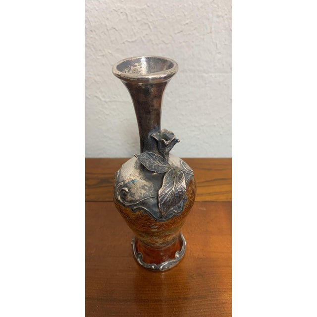 1960s Vintage King Salomon Silver Overlay Art Glass Bud Vase – Made in Israel, 7” For Sale - Image 5 of 6