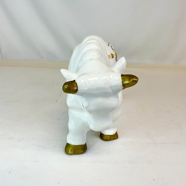 Figurative 1970s Vintage Italian Mediterranean Hand Painted Ceramic Bull Figurine. For Sale - Image 3 of 13