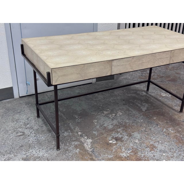 Metal Lillian August for Hickory White Simone Shagreen Desk For Sale - Image 7 of 12